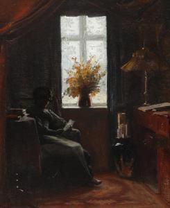 CLAUSEN Christian Valdemar 1862-1911,Interior with a woman at the window,Bruun Rasmussen 2024-04-08