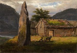 CLAUSEN DAHL Johan Christian 1788-1857,Fjord Landscape with a Menhir,1837,Sotheby's GB 2023-03-23