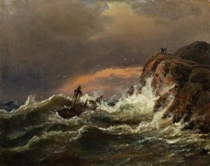 CLAUSEN DAHL Johan Christian 1788-1857,Shipwreck on the Coast between Larvik and Fre,1847,Sotheby's 2023-03-23
