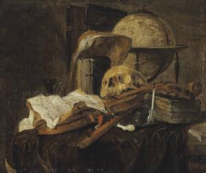 CLAUW Jacques de,A skull, globe, pipe, quill pen, books and papers ,1647,Christie's 2013-06-05