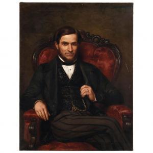 CLAVÉ Y ROQUE Pelegrin 1811-1880,RETRATO DE CABALLERO,1851,Morton Subastas MX 2023-02-28