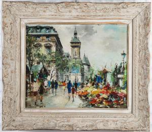 CLAVER Fernand 1918-1961,Paris: Blumenmarkt vor der Conciergerie,1950,DAWO Auktionen DE 2022-12-10