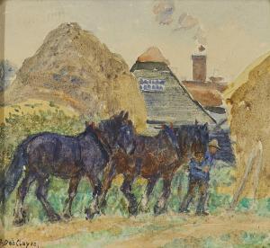 CLAYES des Alice 1891-1971,A scene of two plough horses,Rosebery's GB 2021-05-08