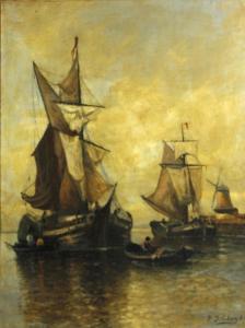 CLAYS Paul Jean 1819-1900,Calm day on the Scheldt river, Holland,Bonhams GB 2014-08-24