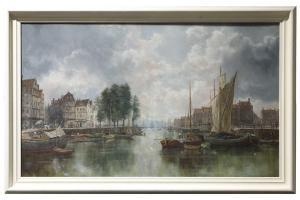 CLAYS Paul Jean 1819-1900,Vessels in a town harbour,Dawson's Auctioneers GB 2024-01-25