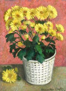 CLAYTON Alexander 1906,Yellow Flowers in a Basket,Burchard US 2021-07-18