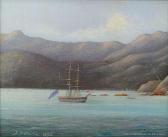 CLAYTON M T,Two Masted Ship, Anchored,1895,International Art Centre NZ 2013-05-09