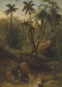 CLEENEWERCK Henry,The Cuban Rainforest with a stag and hind running ,1867,Christie's 2020-11-05