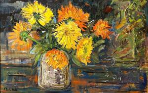 CLELAND Pam,Floral Still Life with Marigolds,Theodore Bruce AU 2023-03-25
