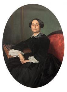 CLEMENT Félix 1826-1888,Portrait de madame Clément,1855,Aguttes FR 2018-05-29