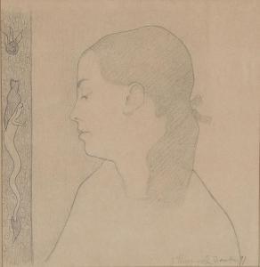 CLEMENT Gad Frederik 1867-1933,A young woman in profile,Bruun Rasmussen DK 2023-09-04