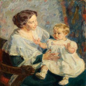 CLEMENT Gad Frederik,Interior with mother sitting with her child on the,Bruun Rasmussen 2015-05-11