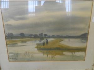 CLEMENTS keith 1931-2003,father and son fishing from a lake,1960,Crow's Auction Gallery 2017-04-12