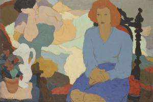 CLEMENT-SERVEAU HENRI 1886-1972,Nature morte et femme assise,1948,Digard FR 2024-02-20