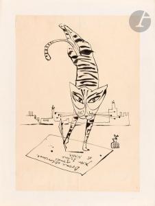 CLEMMER Jean 1926-2001,Composition au chat,1950,Ader FR 2024-02-01