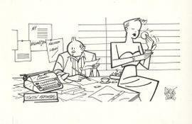 CLERC Serge 1957,Tintin en reporter moderne accompagné d'une somptu,Millon & Associés FR 2021-06-27