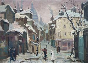 CLERGE Auguste,Paysage sous la neige,,1944,Saint Germain en Laye encheres-F. Laurent 2023-02-25