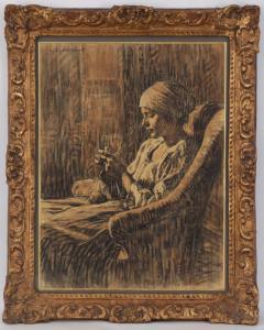 CLERMONT Louis 1900-1900,Jeune femme à la couture,Piguet CH 2014-03-10