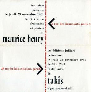 CLERT Iris 1900-1900,une invitation Maurice Henry,1961,Pierre Bergé & Associés FR 2009-03-29