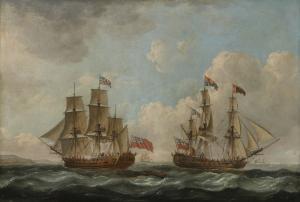 CLEVELEY John I,THE YACHT ROYAL CHARLOTTE IN TWO POSITIONS OFF THE,1766,Sotheby's 2018-05-22