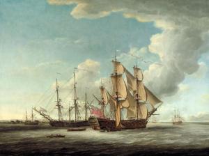 CLEVELEY John I 1712-1777,Two 32-gun Frigates receiving their Captains,1768,Dreweatts GB 2017-11-08