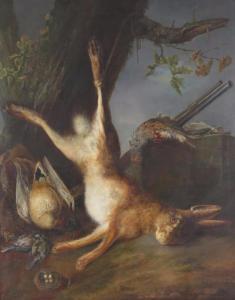 CLEVENBERGH Charles Antoine,A hare and other dead game near a tree,Woolley & Wallis 2015-12-09