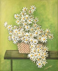 CLIFFORD LAZZARI MARY,Daisies Flowering on a Green Bench,20th Century,Simpson Galleries 2018-05-19