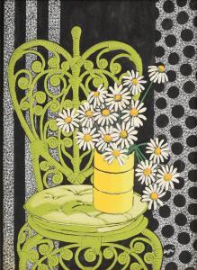 CLIFFORD LAZZARI MARY,Still Life with Green Chair and Flowers,Simpson Galleries US 2017-02-25