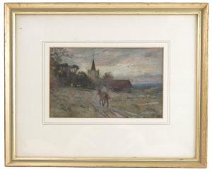 CLIFFORD May 1800-1900,evening scene with figure on horseback riding towa,Serrell Philip 2017-09-14