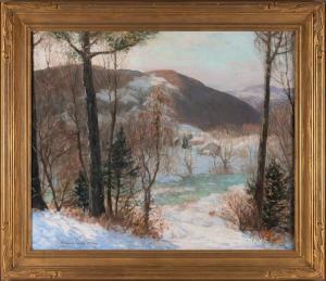 CLIME Winfield Scott 1881-1958,Winter scene with mountain, stream and farm,Eldred's US 2023-07-28
