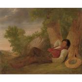 CLONNEY James Goodwyn 1812-1867,a negro boy asleep at the base of a tree,1845,Sotheby's 2003-12-03