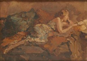 CLUYSENAAR Andre 1872-1939,Jeune fille lisant en déshabillé,Horta BE 2014-05-19