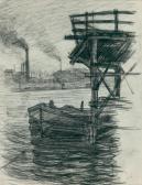 CLUZEAU Antoine Pierre 1884-1963,Cheminées d'usines en bord de Seine,1919,Lucien FR 2018-04-09