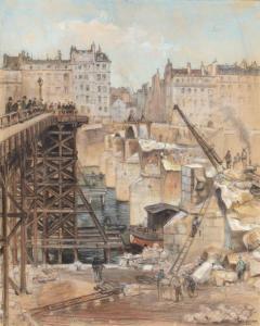 CLUZEAU P.A 1884-1963,Démolition du pont de la Tournelle,1920,Millon & Associés FR 2012-03-19