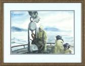 CMURTRY ARTHUR M 1900,Three sailors in heavy seas,20th Century,Eldred's US 2017-08-04