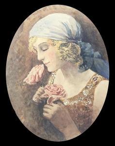 COB C,Portrait of a lady scenting a rose,1913,Gorringes GB 2015-09-03