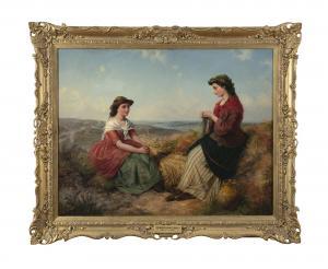COBBETT Edward John 1815-1899,Two young ladies with sheaves of wheat, in convers,Adams IE 2022-04-26