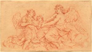COCHIN Charles Nicolas II 1715-1790,Three music-making angels on a cloud,Galerie Koller 2023-09-22