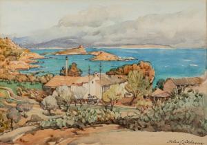 Cochrane Helen Lavinia 1868-1946,A Mediterranean Bay, with hillside ha,Bearnes Hampton & Littlewood 2023-01-17