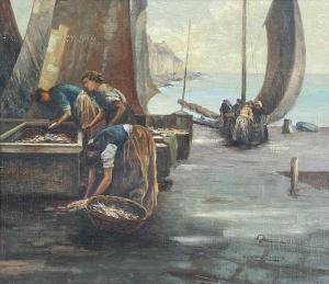 COCKBURN W. Laughland 1909-1938,Sorting the Catch, Kirkcaldy Harbour,David Lay GB 2024-01-07