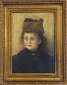 COCKERHAM J.W,young girl in a fur hat,John Taylors GB 2017-04-11