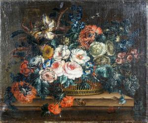 COCLERS Jean Georges Christ.,Nature morte aux fleurs avec papillons,1739,Galerie Moderne 2021-11-15