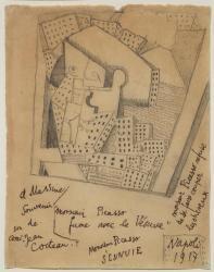 COCTEAU Jean 1889-1963,Portrait de Picasso-cubiste,Bonhams GB 2021-10-21