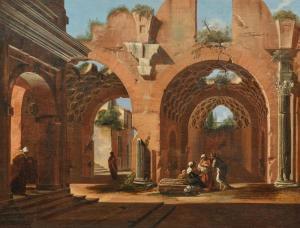 CODAZZI Viviano 1604-1670,Capriccio with figures in a set of ruins,Galerie Koller CH 2024-03-22