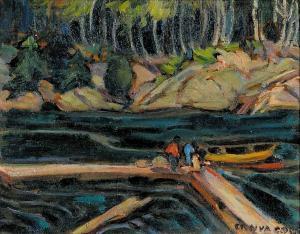 CODE Ernva Willard 1900-1989,Untitled - Boaters on Dock Mooring Boat,Levis CA 2007-04-22