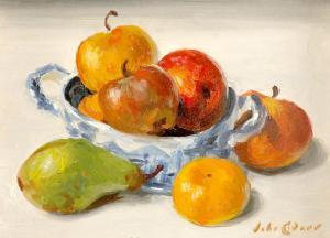 CODNER John Whitlock,Still life with fruit and a blue and white bowl,Woolley & Wallis 2021-12-07