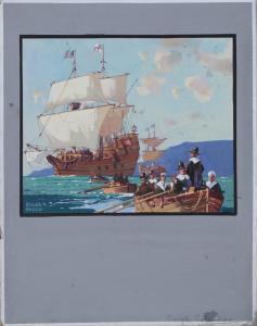 CODNER John Whitlock,The Pilgrim Fathers Landing in America,1934,Tooveys Auction 2018-03-21