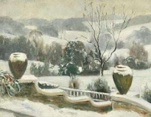 CODNER Maurice Frederick,snowfall on the terrace of a country house,John Nicholson 2022-02-09