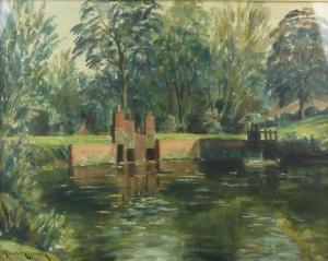 codner morris 1888-1958,a river landscape with lock,Denhams GB 2018-12-05