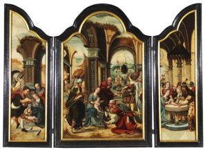 COECKE VAN AELST Pieter I 1502-1550,Triptychon mit der Anbetung der Könige,Ketterer DE 2012-04-26
